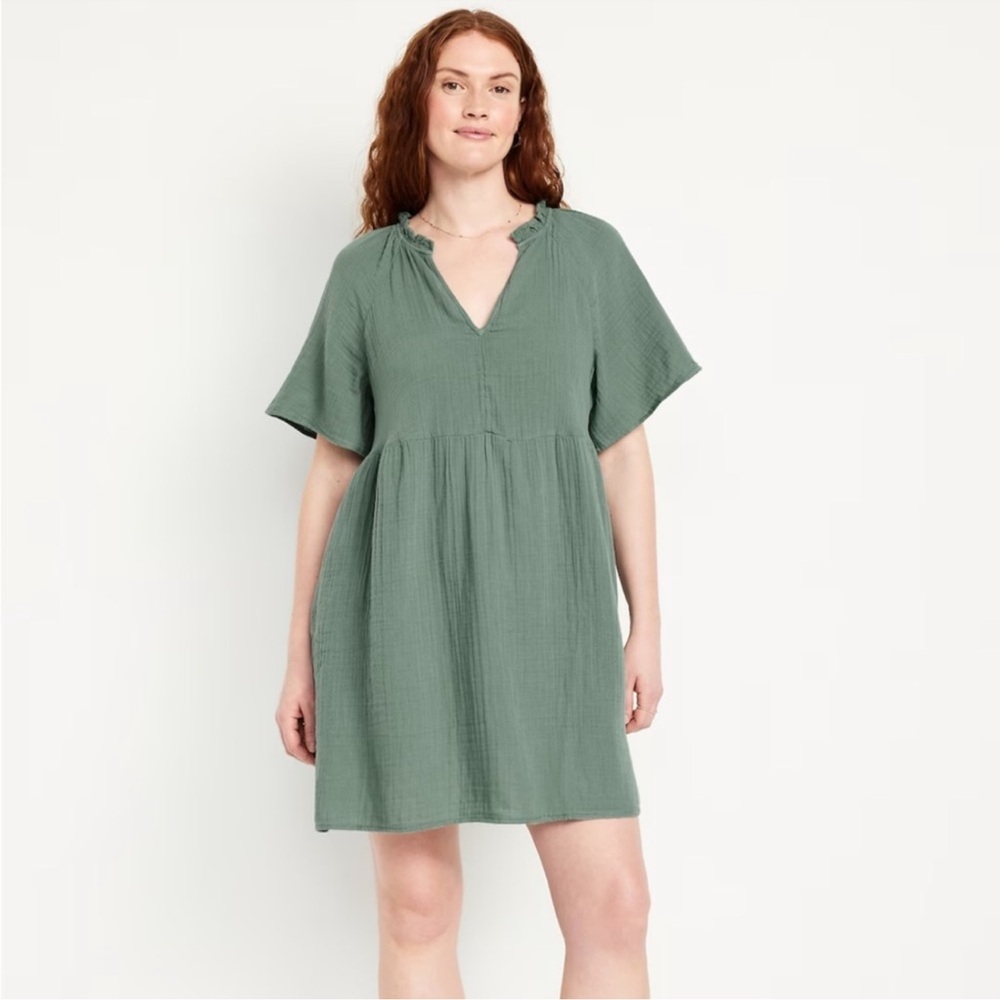 Old Navy Split-Neck Crinkle Gauze Mini Swing Dress XL